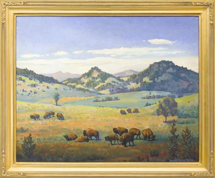 Harold Skene "Buffalo Colorado Mountain Landscape oil painting 1959 fine art for sale purchase buy sell auction consign denver colorado art gallery museum 