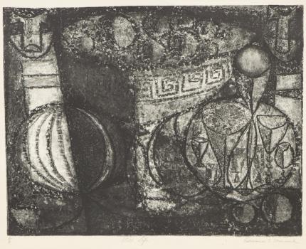 Edward Marecak, "Still Life #2", lithograph, black, white, 1940, 1950, 1960,1970, Print, modernist, midcentury, modern, abstract, Art, for sale, Denver, Colorado, gallery, purchase, vintage