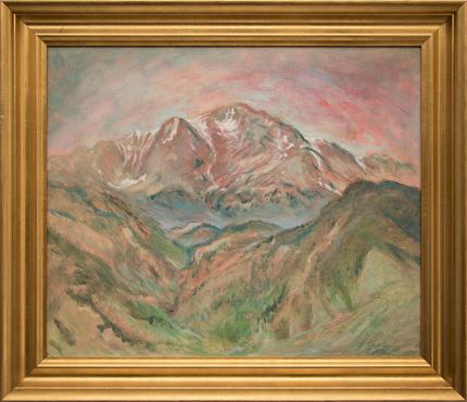 Verna Jean Versa, "Memorial Day, Pikes Peak (Colorado)", oil, circa 1945 for sale purchase consign auction denver Colorado art gallery museum