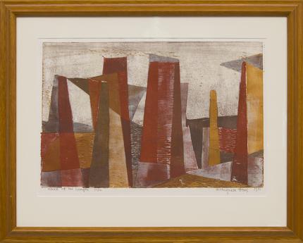 Hildegarde Haas, "Pillars of the Canyon; 12/12", woodcut (Woodblock), 1951 painting fine art for sale purchase buy sell auction consign denver colorado art gallery museum