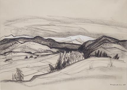 Doel Reed New mexico landscape artist national academy vintage 20th century oklahoma artist charcoal