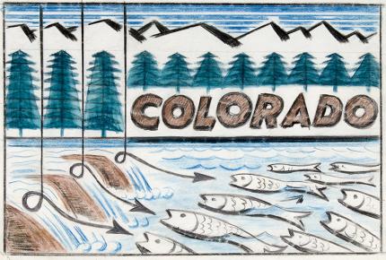 Arnold Ronnebeck painting for sale, "Colorado Fishing #1" illustration, circa 1933
