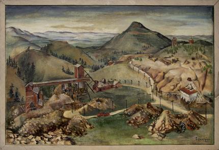 Eldora Pauline Lorenzini, "Untitled (Colorado Mine)", oil, circa 1935 painting fine art for sale purchase buy sell auction consign denver colorado art gallery museum  