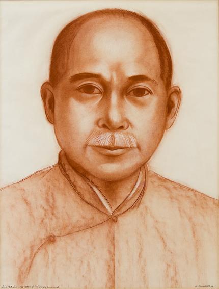 Angelo di Benedetto original drawing Sun Yat Sen 1866-1925-Final Study for "Justice Through the Ages, Colorado" mural for sale