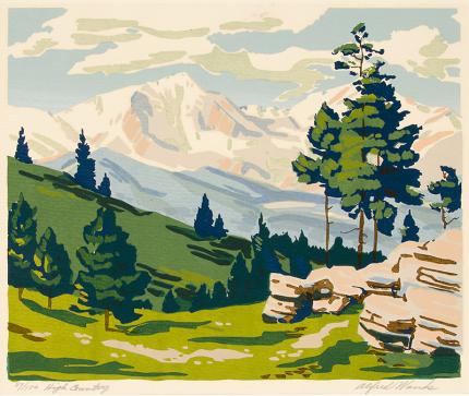 Alfred James Wands vintage art for sale, High Country, Colorado Mountain Landscape, serigraph/silkscreen