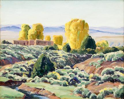 Elmer Page Turner, "Autumn on the Edge of the Desert", oil, circa 1935