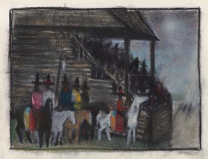 Verona L. Burkhard, "Untitled (Rodeo Sketch for Mural)", pastel drawing