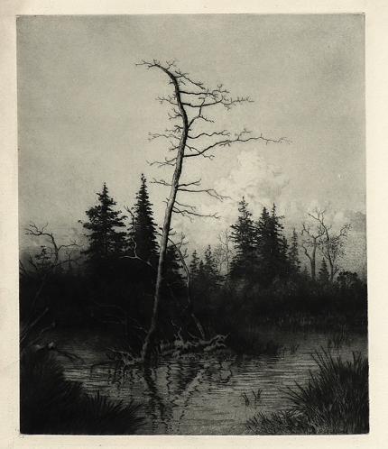 George Elbert Burr, Evening, etching, circa 1917, engraving, fine art, for sale, denver, gallery, colorado, antique, buy, purchase