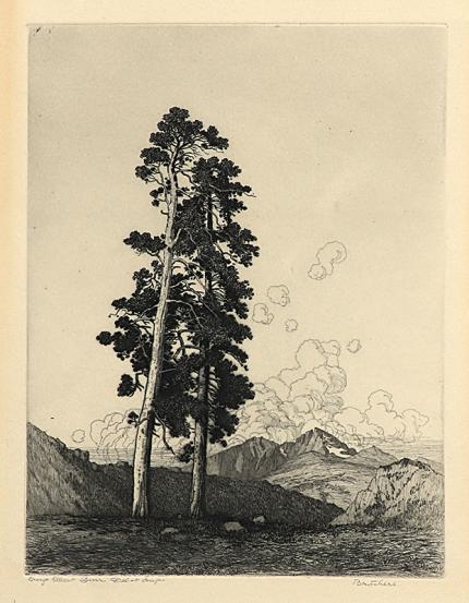 George Elbert Burr, Brothers , Estes Park, Colorado, Mountain Moods, etching, circa 1916, engraving, fine art, for sale, denver, gallery, colorado, antique, buy, purchase