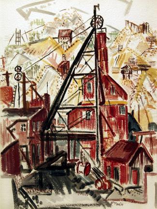 Frank Train, "Untitled (Colorado Mine)", watercolor on paper, c. 1940