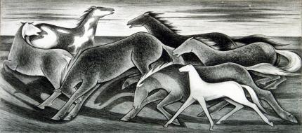 Frank Mechau, "Wild Horses", lithograph, 1930