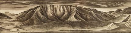 Frank Mechau, "Red Mountain at Glenwood", lithograph, d. 1938
