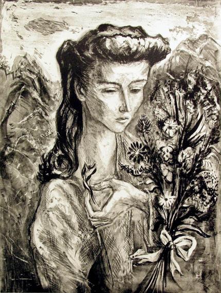 Peppino Gino Mangravite, " Untitled (woman);  2/50", lithograph
