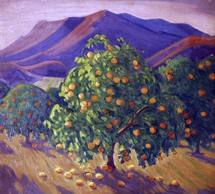 Carl Eric Olaf Lindin, "Orange Grove (Ojai, CA)", oil, c. 1923