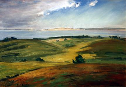 Carl Eric Olaf Lindin, "Landscape at Nantucket", oil, c. 1915