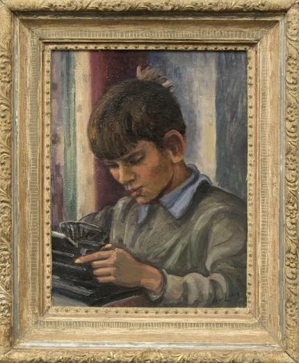 Carl Eric Olaf Lindin, "Untitled (the artist's son)", oil, circa  1929 for sale purchase consign auction denver Colorado art gallery museum