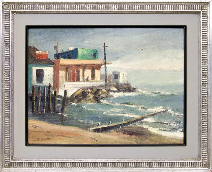 Jon Blanchette, Capitola (California), oil painting, circa 1955, fine art for sale, California coastal landscape, framed california landscape, california landscape painting, 1950s original painting, mid century fine art