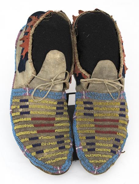 Crow Plains Indian Moccasins Beadwork 19th century Native American Indian antique vintage art for sale purchase auction consign denver colorado art gallery museum