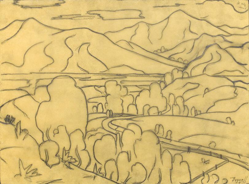 charles ragland bunnell drawing for sale near Colorado Springs, Pikes Peak, valley landscape