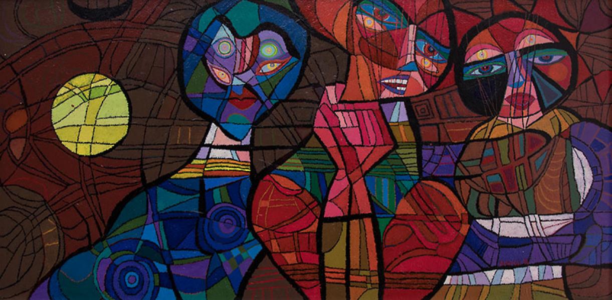 edward marecak abstract portrait cubist painting mid-century modern art denver colorado midmod midcentury oil painting