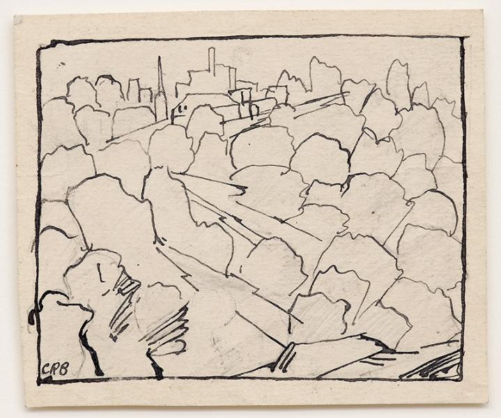 Charles Ragland Bunnell art for sale, kansas City, ink drawing painting, circa 1935