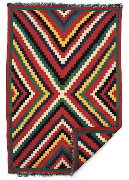 old germantown blanket eye dazzler pattern navajo red green yellow white