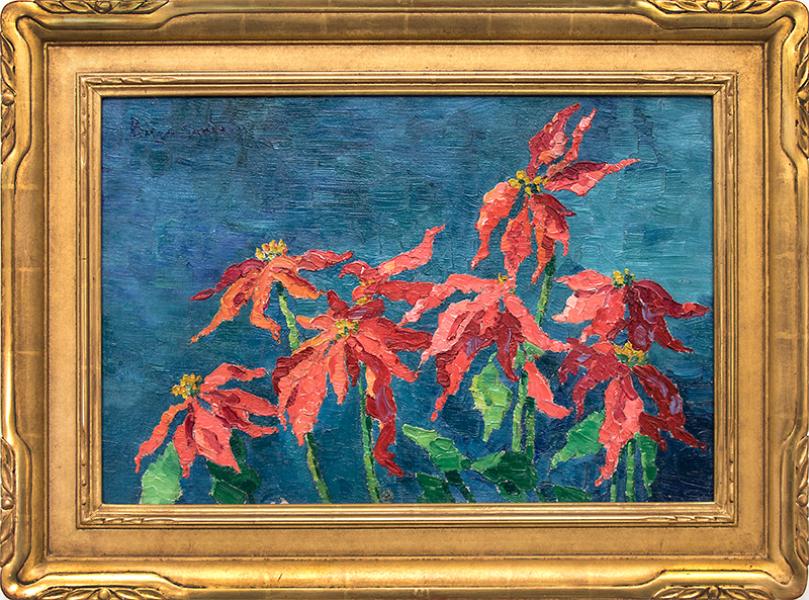 Birger Sandzen poinsettia still life floral oil painting fine art for sale purchase buy sell auction consign denver colorado art gallery museum