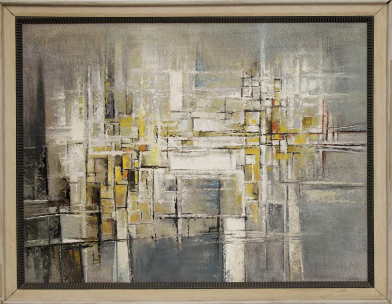 Richard Sorby Bridge vintage mid-century modern 20th century abstract oil painting for sale