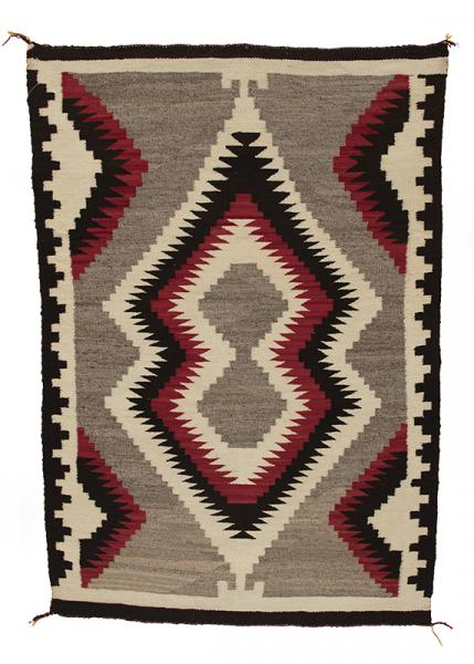 Vintage navajo trading post Rug red white gray black early 20th century 1920s 19th century Native American Indian antique vintage art for sale purchase auction consign denver colorado art gallery museum