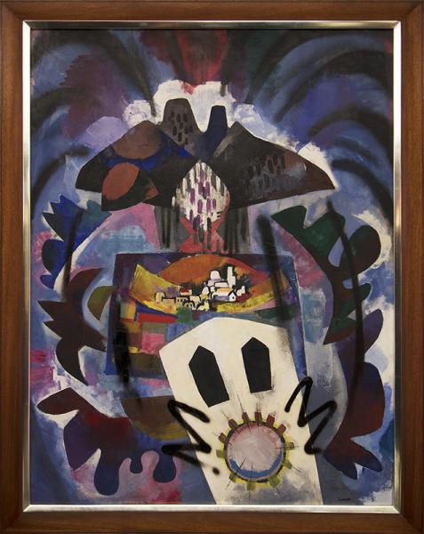 Keith Crown circa 1950 New Mexico Modernist oil painting fine art for sale purchase buy sell auction consign denver colorado art gallery museum       