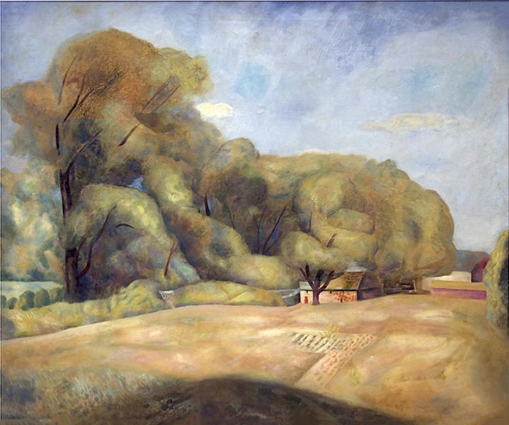 colorado landscape painting 1930s wpa era art original framed artwork original oil painting