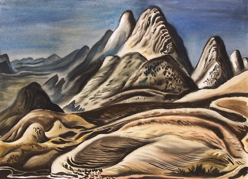 vance kirkland modernist watercolor wpa era colorado mountain landscape soda lake