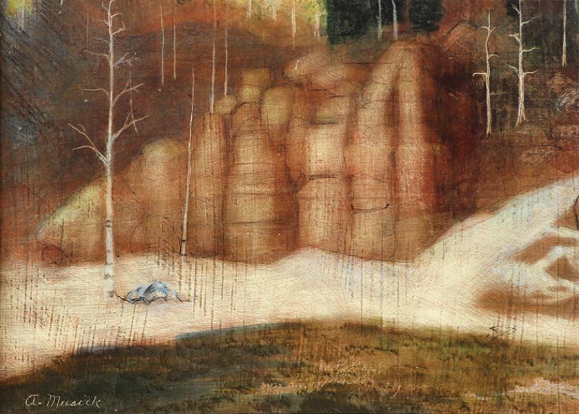 Colorado Mountain Landscape Painting, Mountains, Trees, Rocks