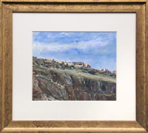 Wolfgang Pogzeba, "Acoma Pueblo", gouache, 1978 for sale purchase consign auction denver Colorado art gallery museum