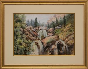 Maude Leach, "Untitled (Mountain River)", gouache painting fine art for sale purchase buy sell auction consign denver colorado art gallery museum