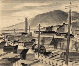 Charles Ragland Bunnell, "Untitled (Golden Cycle Mill, Colorado Springs, Colorado)", watercolor, circa 1940