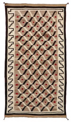 Navajo Rug, Trading Post, Optical, red, gray, brown, white, ivory, dot, Art, for sale, Denver, Colorado, gallery, purchase, vintage, textile, weaving, antique, native American, American Indian, southwest, wool 