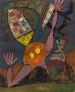Edward Marecak, "The Fallen Witch", mixed media, 1960s, mid century, modern, denver artists guild, colorado fifteen, 15 colorado, artist, Fine art, art, for sale, buy, purchase, Denver, Colorado, gallery, historic, antique, vintage, artwork, original, authentic 