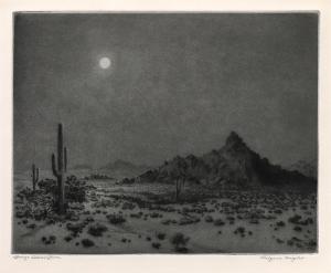 George Elbert Burr, Near Needles, Arizona, etching, circa 1925, engraving, fine art, for sale, denver, gallery, colorado, antique, buy, purchase