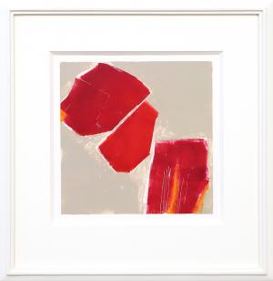 Wilma Fiori, Abstract art, Red, Beige, print, monotype, 1990, abstract, painting, for sale, orange, tan, denver, colorado, gallery