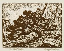 Sven Birger Sandzen, "The Bent Cedar, one edition printed", woodcut, 1920