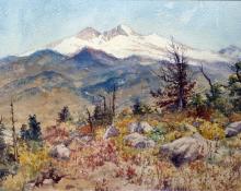 Charles Partridge Adams, "Untitled (Longs Peak and Mt. Meeker, Colorado)", watercolor on paper, 1896 painting for sale