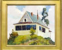 Jon Blanchette, "On Broadway, Santa Cruz (California)", oil, circa 1955 painting fine art for sale purchase buy sell auction consign denver colorado art gallery museum   