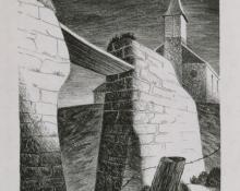 Jenne Magafan, "Adobe Ruins", lithograph, c. 1938