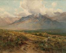 Harvey Otis Young, "View on Green Horn Range Colorado", oil, c. 1900