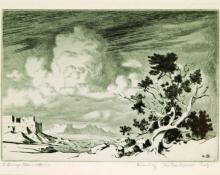 George Elbert Burr, "Evening, Painted Desert Arizona", etching, c. 1920 painting for sale