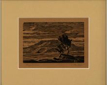 Sven Birger Sandzen, "The Hill, one edition printed", woodcut, 1916