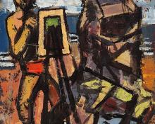 Paul Kauvar Smith, "Untitled (Painter at the Easel)", oil, c. 1945