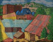 Paul Kauvar Smith, "Untitled (Rooftops, Colorado)", oil, c. 1945