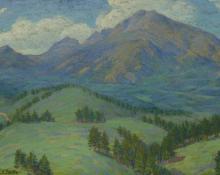 Paul Kauvar Smith, "Untitled (Rocky Mountain Landscape, Colorado)", oil, c. 1930-1950